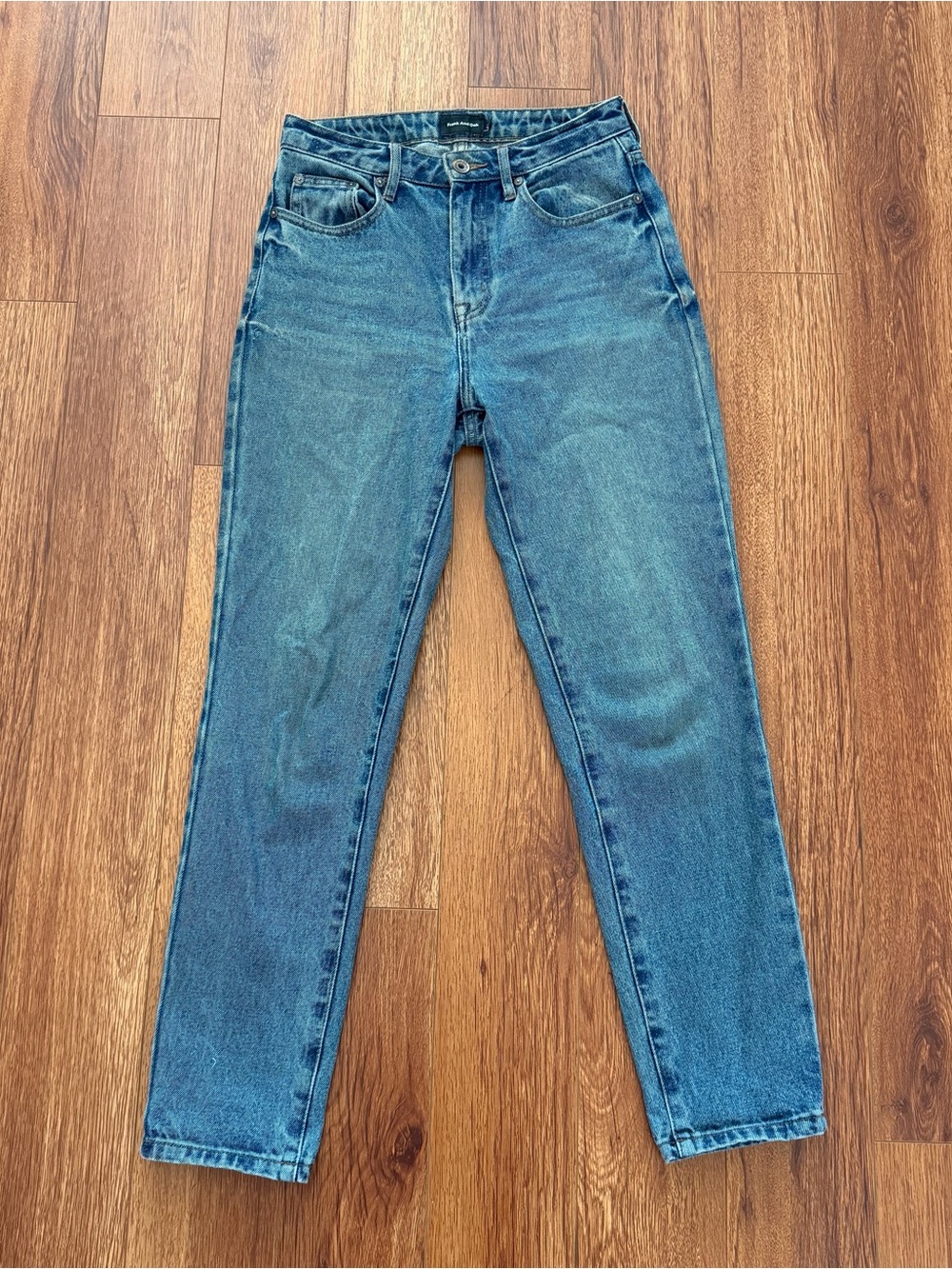 Frank & Oak Womens 26x28 Stevie Tapered-Fit Jeans in Washed Indigo Blue Denim